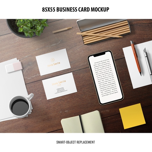 Mẫu mockup card visit psd cùng điện thoại