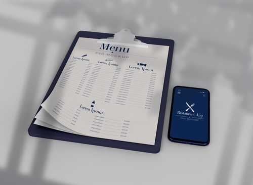 Mockup phối cảnh menu nhà hàng file PSD