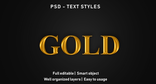 Hiệu ứng chữ 3D PSD màu vàng gold sang trọng