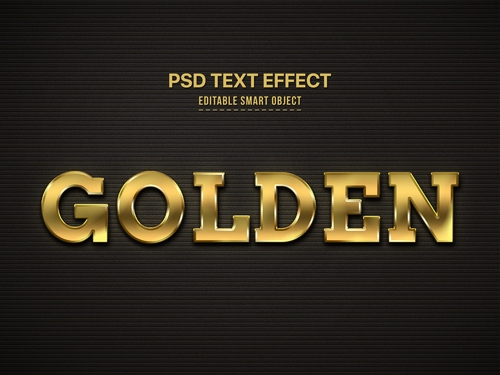 Hiệu ứng chữ 3D PSD màu vàng gold hiện đại