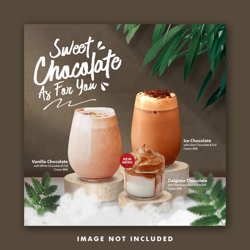 Mẫu quảng cáo menu đô uống chocolate trên mạng xã hội