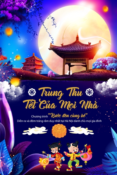 Mẫu thiết kế Poster trung thu tết đoàn viên Photoshop