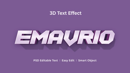 Hiệu ứng chữ 3D PSD màu tím nhạt