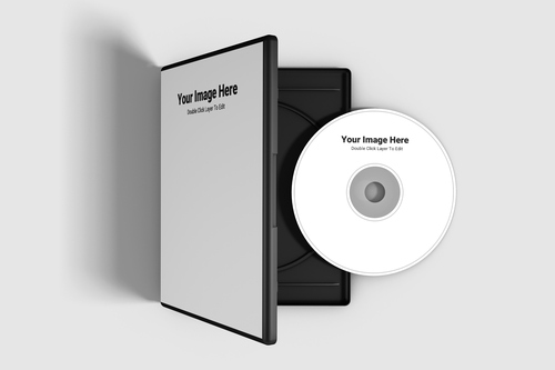 Mockup thiết kế bìa đĩa CD phim nền xám PSD