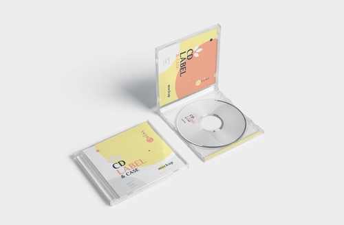 Mockup thiết kế bìa đĩa CD và hộp đĩa PSD