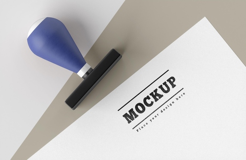 Mockup con dấu gỗ hình chữ nhật file PSD số 12