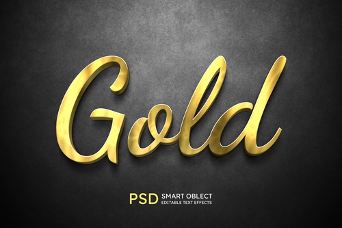 Hiệu ứng chữ 3D PSD màu vàng gold sang trọng