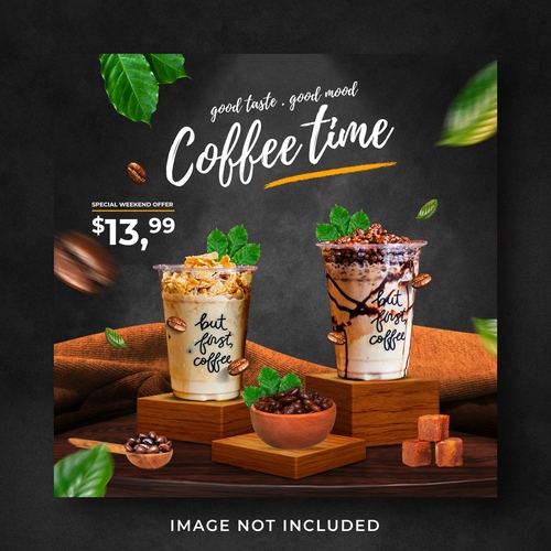 Mẫu thiết kế menu của của của hàng coffee đăng lên mạng xã hội