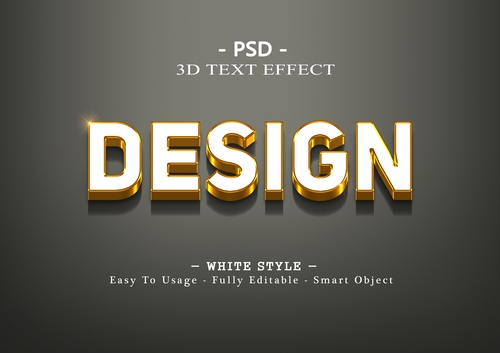 Hiệu ứng chữ 3D PSD màu vàng gold sang trong