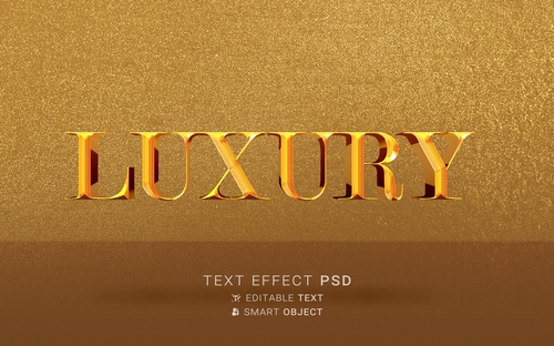 Hiệu ứng chữ 3D PSD cho PS màu vàng gold