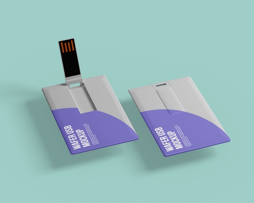 Mockup thẻ nhớ dữ liệu USB màu đen PSD