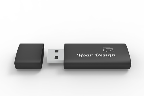 Mockup thẻ nhớ lưu dữ liệu USB màu den PSD