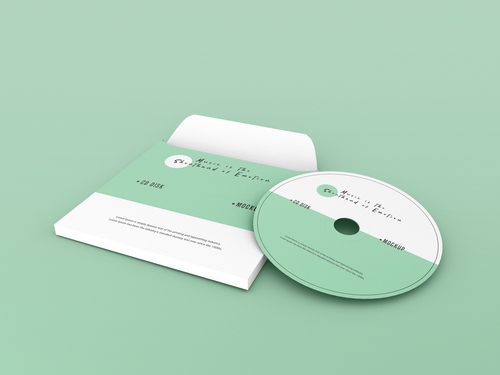 Mockup thiết kế bìa đĩa CD nền xanh lơ  PSD