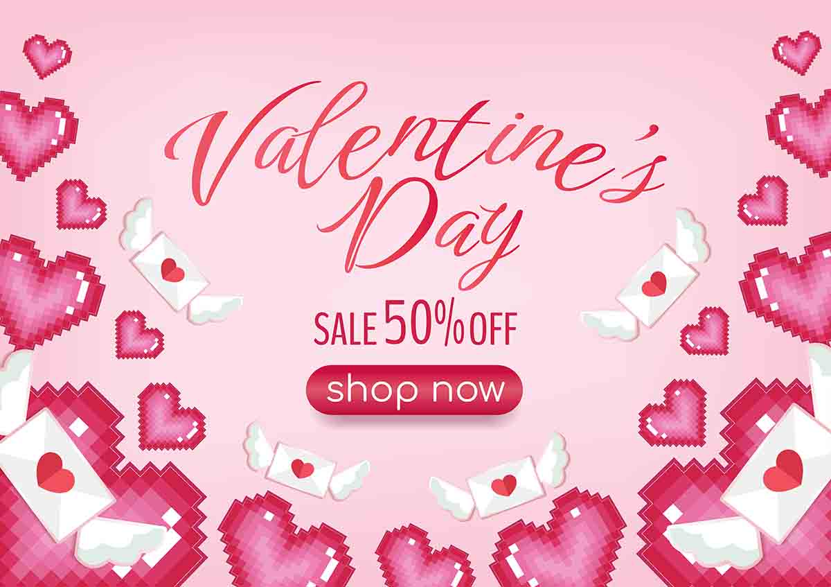 Banner giảm giá dịp valentine file vector mẫu số 603