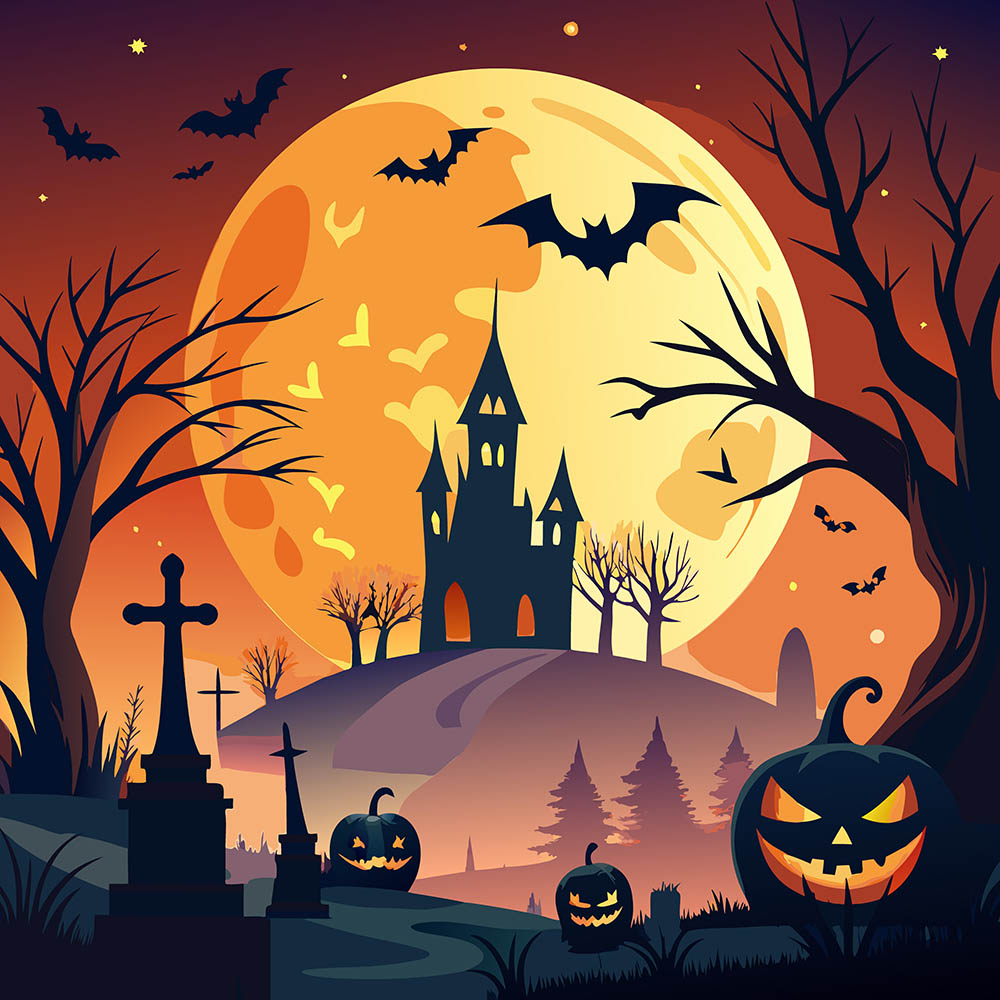 Background đêm trăng ma quái halloween file EPS - mẫu số 560