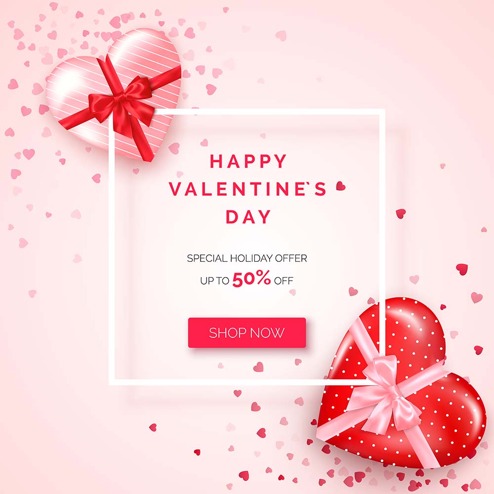 Banner sale valentine hình hộp quà trái tim file vector mẫu số 681