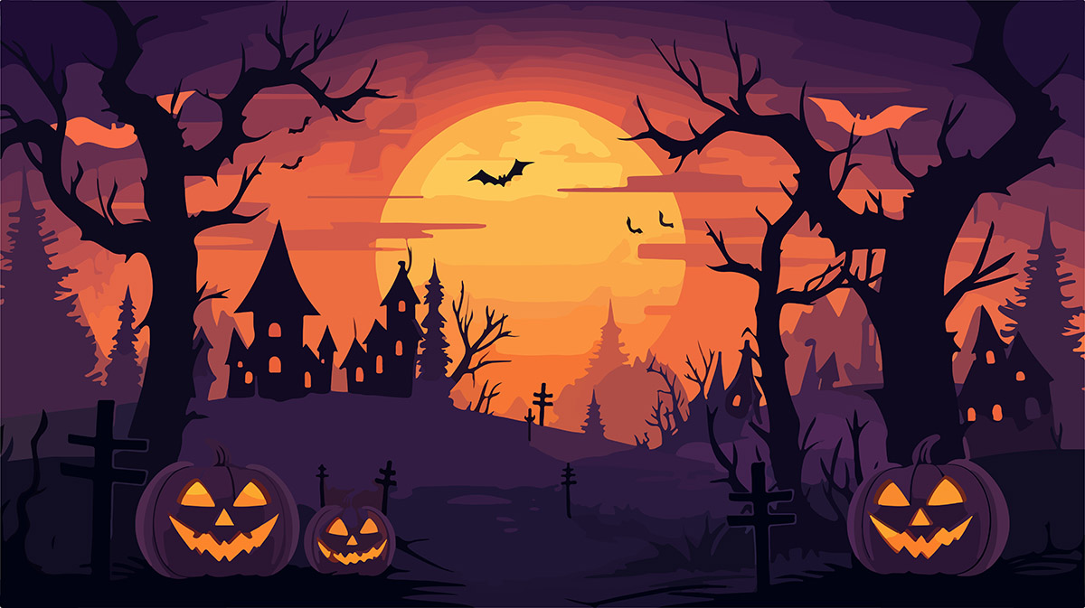 Background đêm trăng ma quái lễ hội halloween file EPS - mẫu số 667