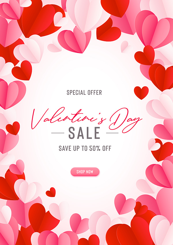 Poster sale ngày lễ valentine file vector mẫu BV322