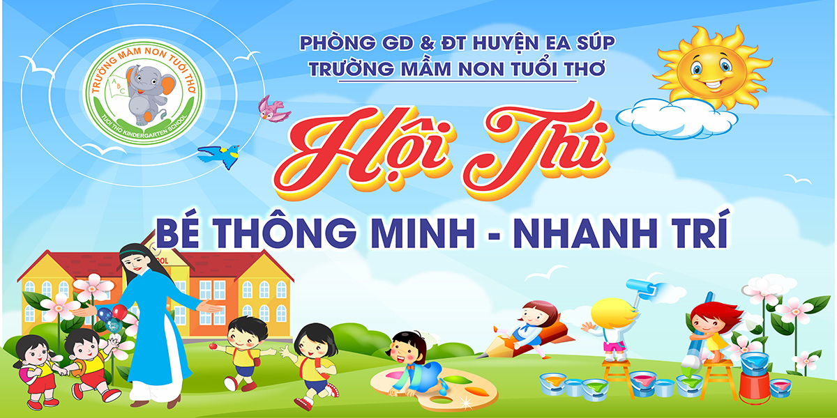 Backdrop Phông nền hội thi trường mầm non - File Corel