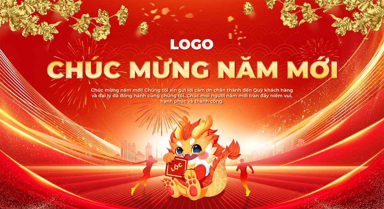 Banner chúc mừng năm mới file PSD