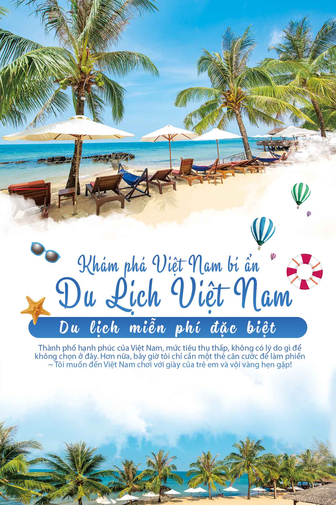 Poster du lịch biển Việt Nam mẫu 11 PSD