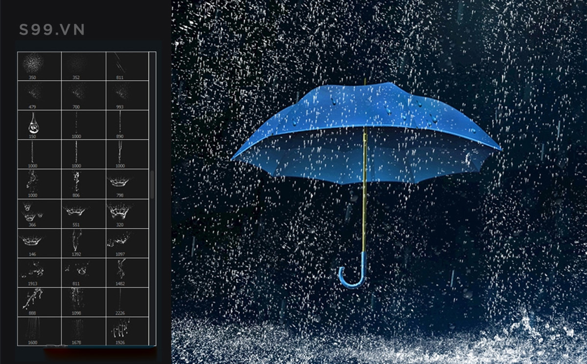 Bộ Brush hiệu ứng mưa cho photoshop