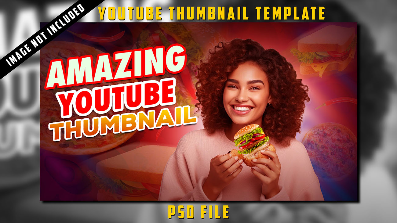 Ảnh thumb kênh youtube về ẩm thực T11 file PSD