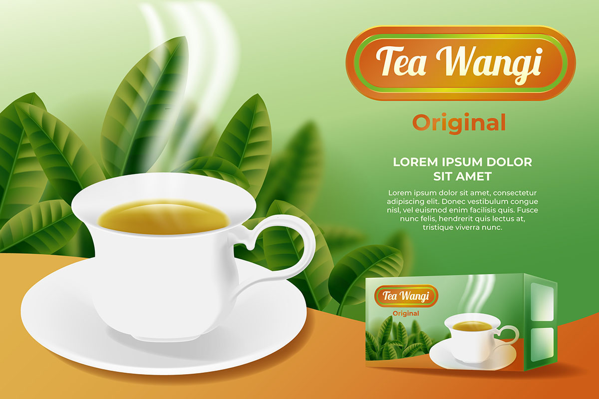 Banner quảng cáo trà xanh file vector mẫu DE91