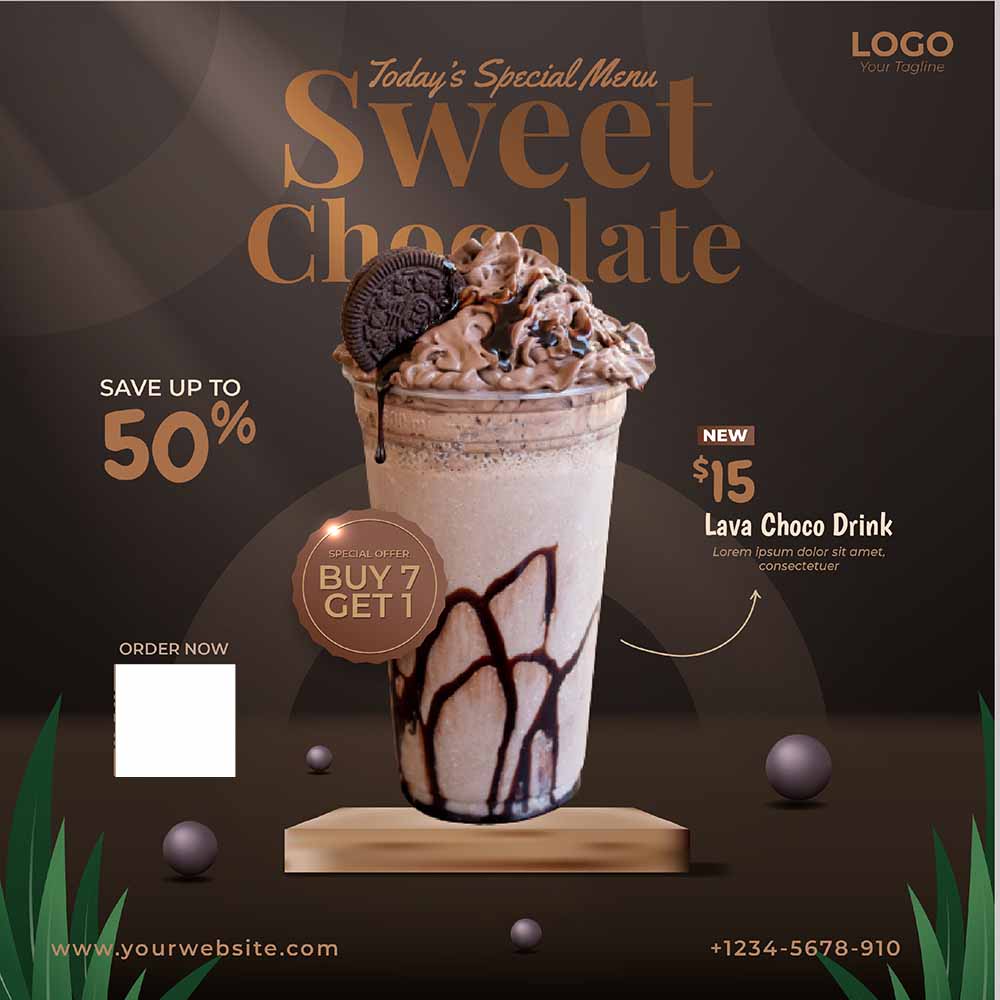 Banner ưu đãi đồ uống chocolate file vector mẫu số 771