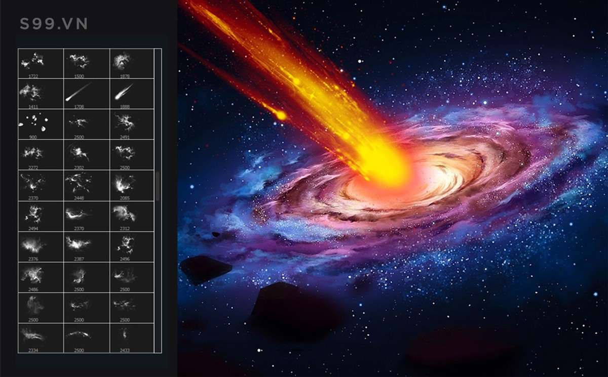 Bộ Brush sao băng, vũ trụ cho photoshop