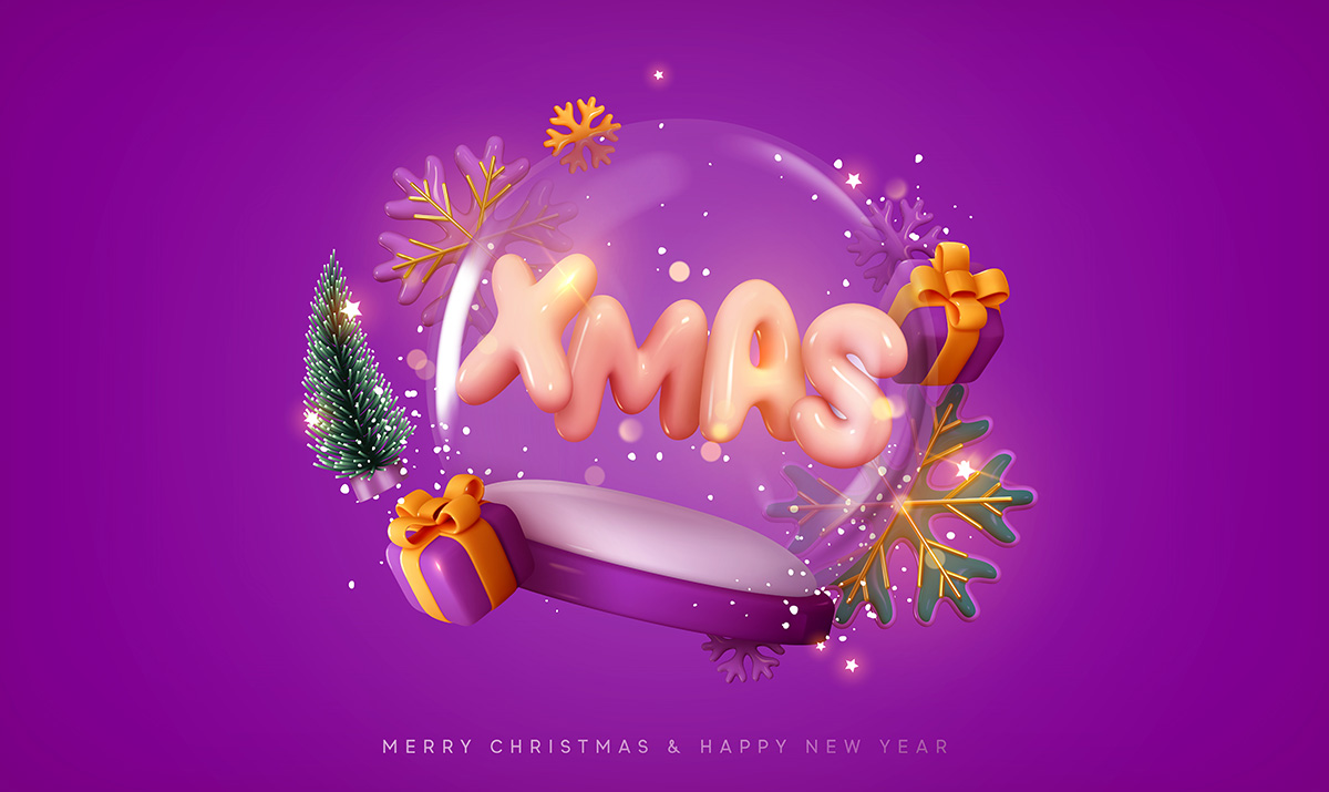 Banner hình ảnh quả cầu tuyết noel file vector mẫu số 434