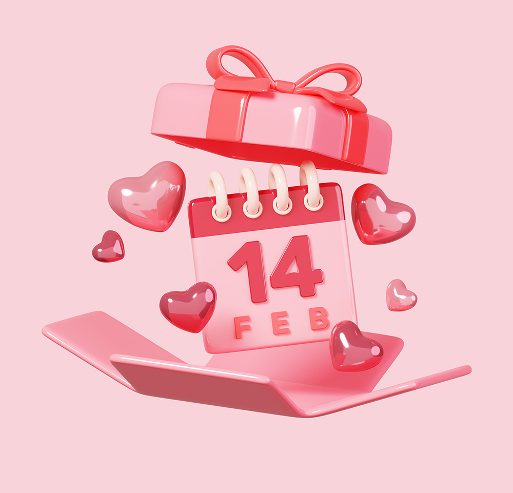 Hình ảnh hộp quà ngày lễ valentine file PSD mẫu BV14