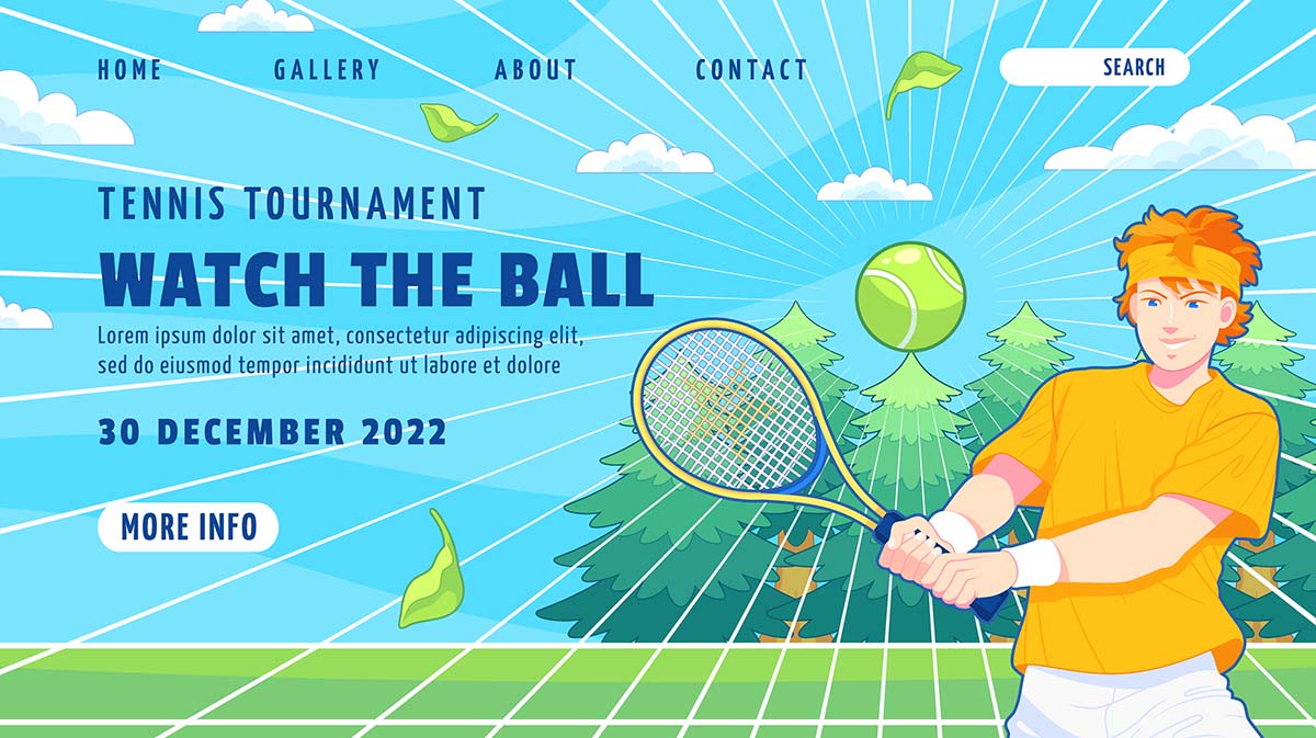 Banner cầu thủ đánh tennis file vector mẫu HV24