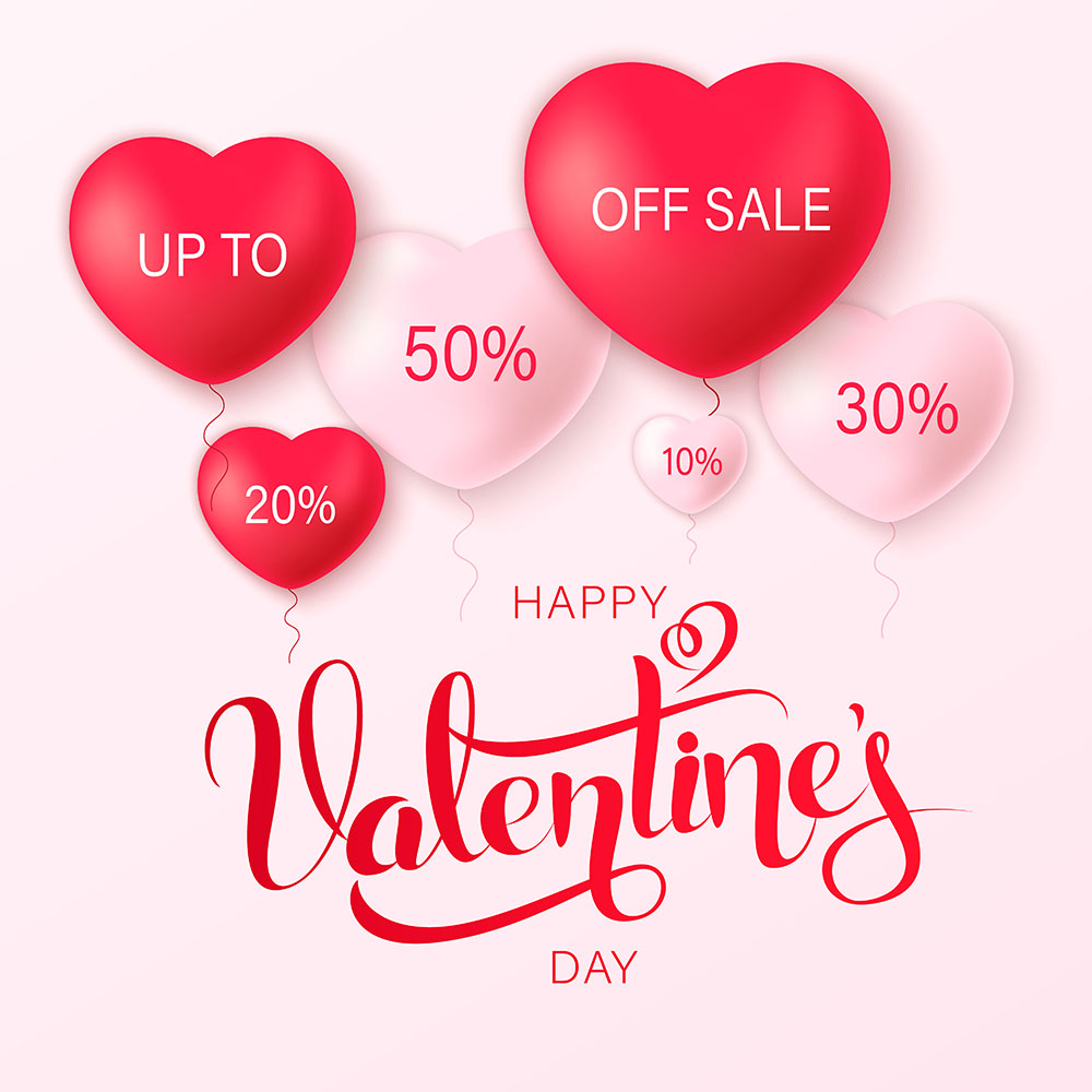 Banner bóng bay giảm giá ngày lễ valentine file vector mẫu BV305