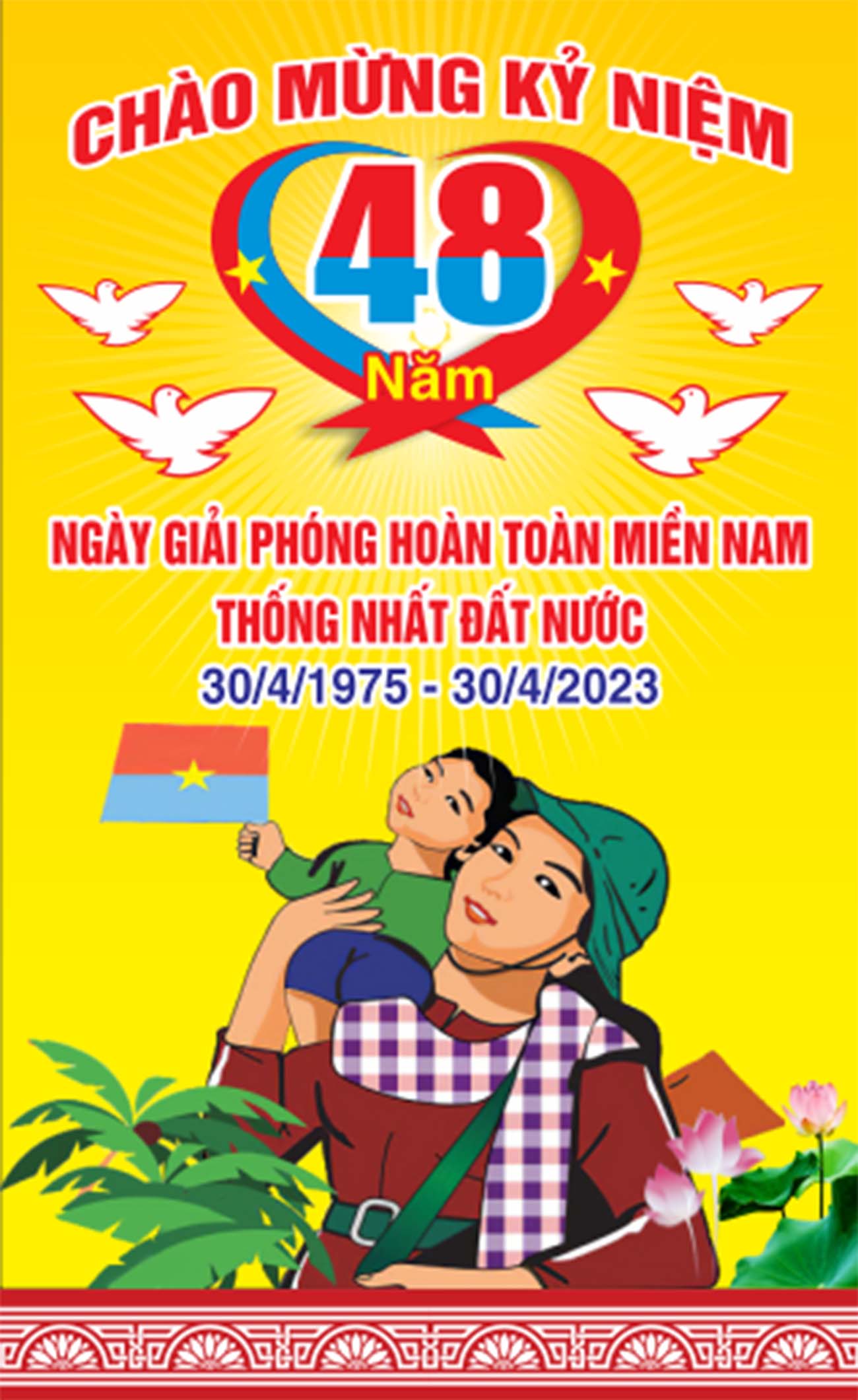 Phướn ngày lễ 30/4 và 1/5 file CDR mẫu K8