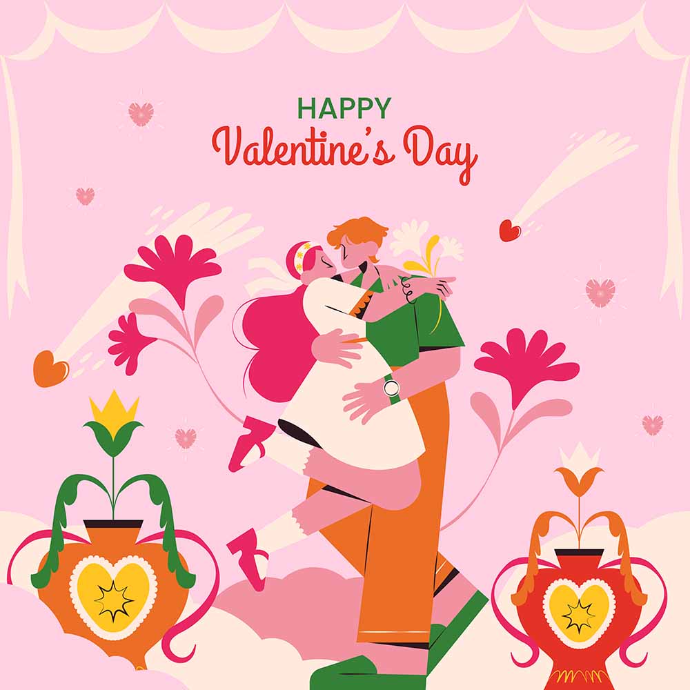 Banner bục trái tim hồng ưu đãi ngày valentine file vector mẫu số 656