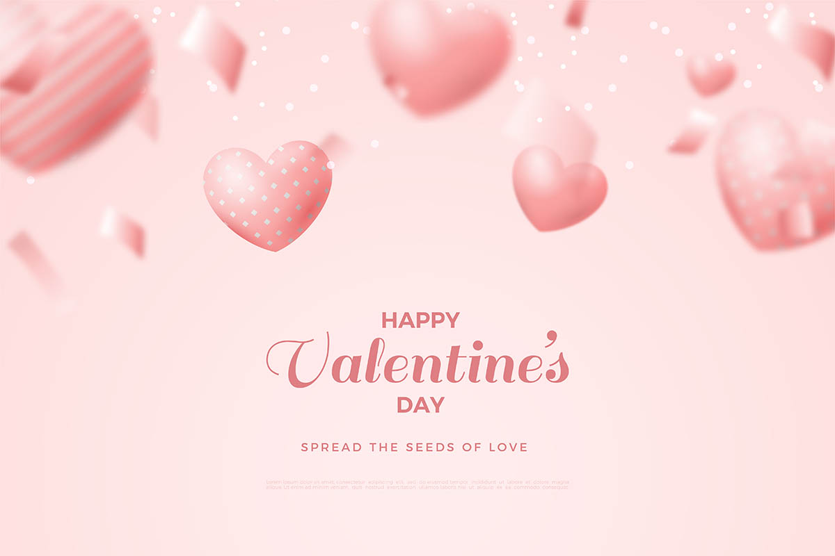 Banner valentine hình ảnh trái tim hồng file vector mẫu số 752