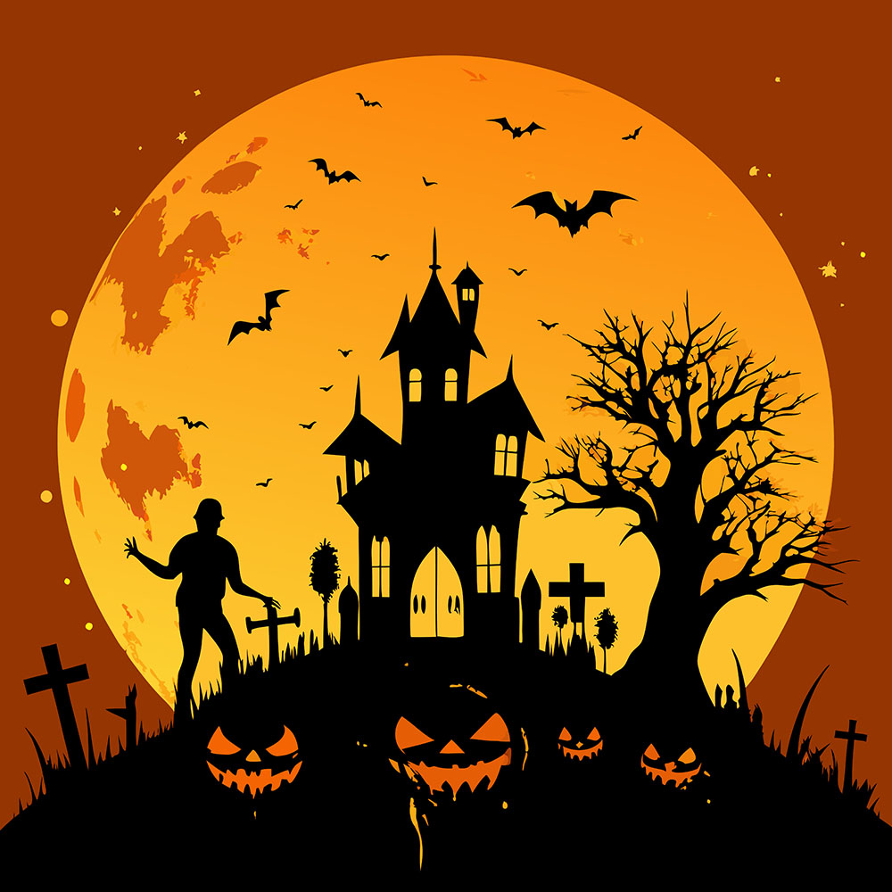 Background đêm trăng halloween file EPS - mẫu số 396