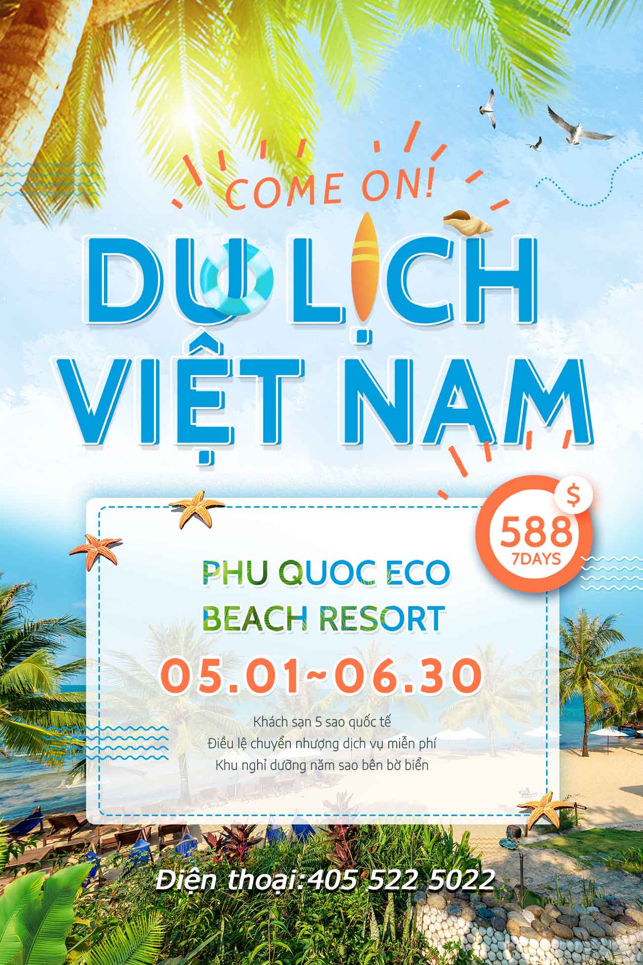 Poster du lịch biển Phú Quốc mẫu 10 PSD