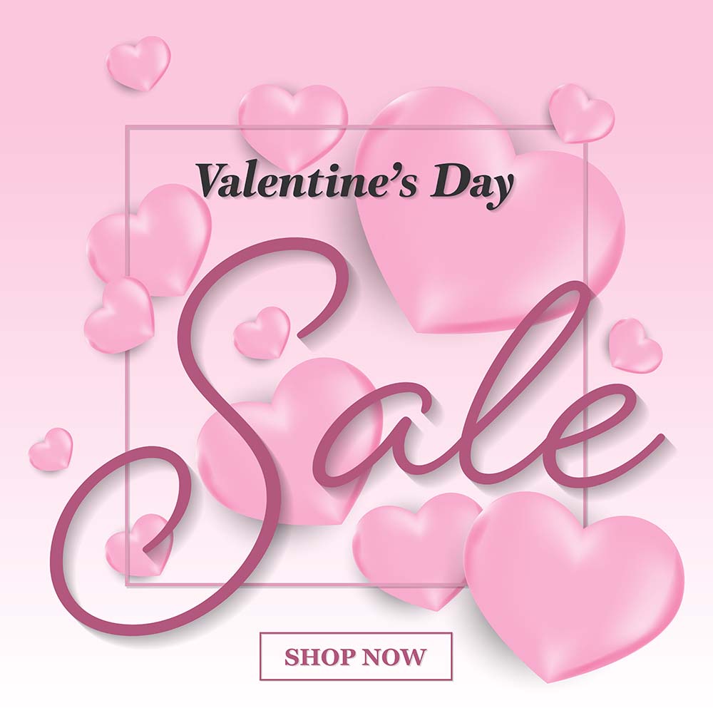 Banner sale ngày valentine hình trái tim hồng file vector mẫu số 673