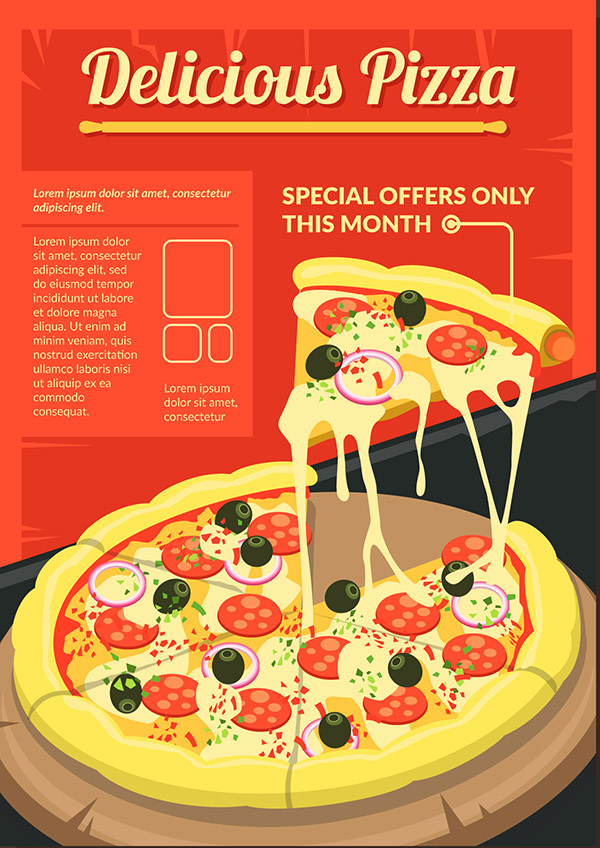 Poster quảng cáo bánh pizza phô mai kéo chảy file EPS - mẫu số 757