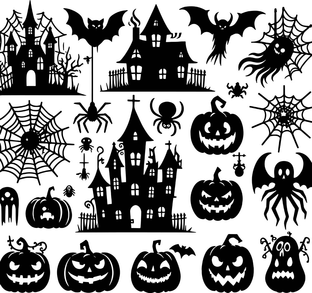 Hình minh họa lâu đài và bí ngô ma quái halloween file EPS - mẫu số 753