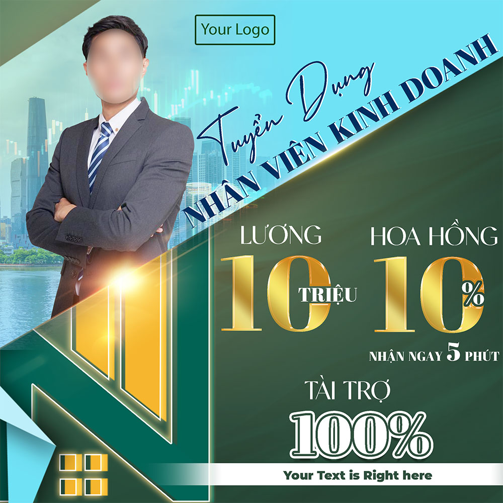 Poster tuyển dụng nhân viên kinh doanh mẫu A71 file PSD