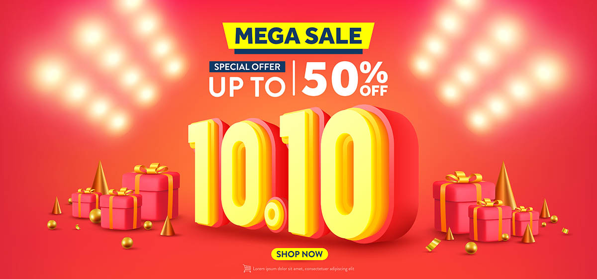 Banner mega sale ngày 10.10 vector mẫu số 662