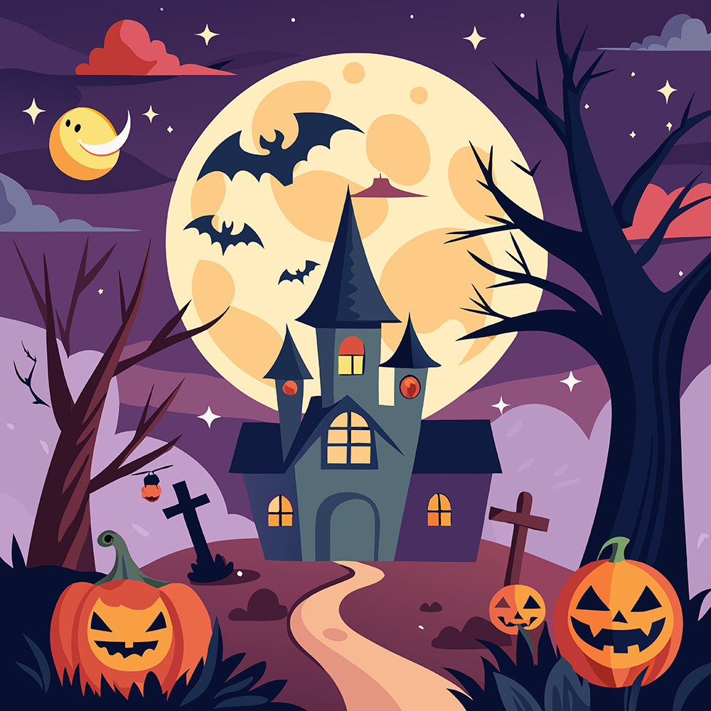 Background đêm trăng lễ hội halloween file EPS - mẫu số 195