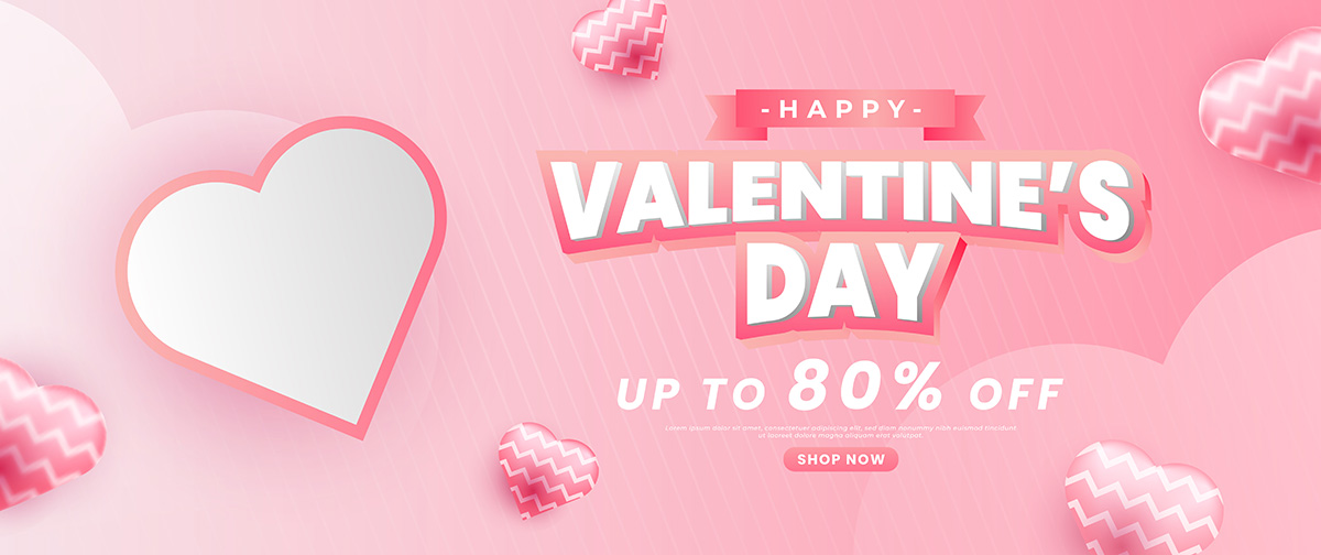 Banner ngày valentine lãng mạn file vector mẫu BV87