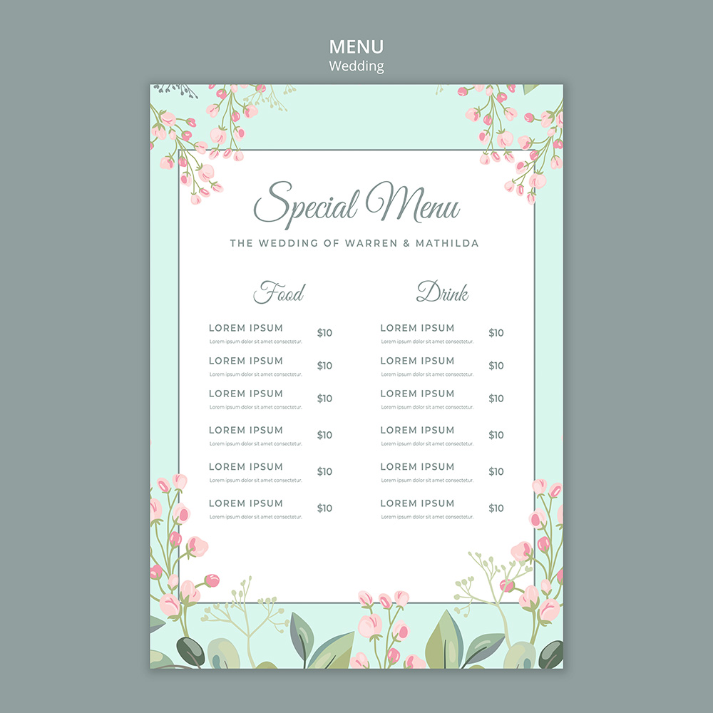 Menu nhà hàng cao cấp file PSD mẫu MN4