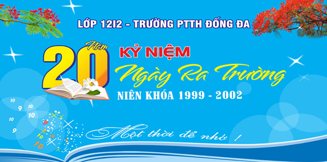 Backdrop kỉ niệm 20 năm ngày ra trường mẫu 06 file Corel