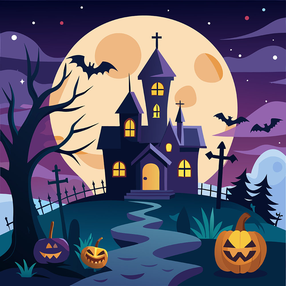 Background lâu đài đêm hội hóa trang halloween file EPS - mẫu số 199