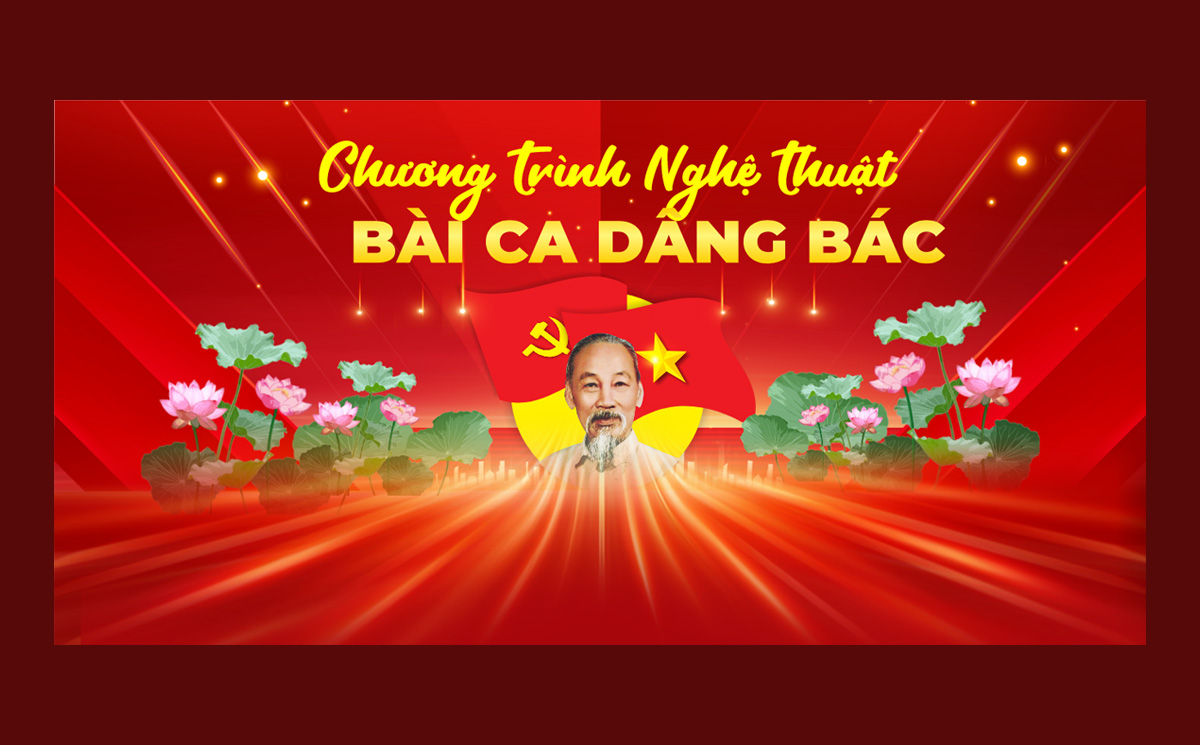 Backdrop chương trình nghệ thuật mừng sinh bật Bác Hồ